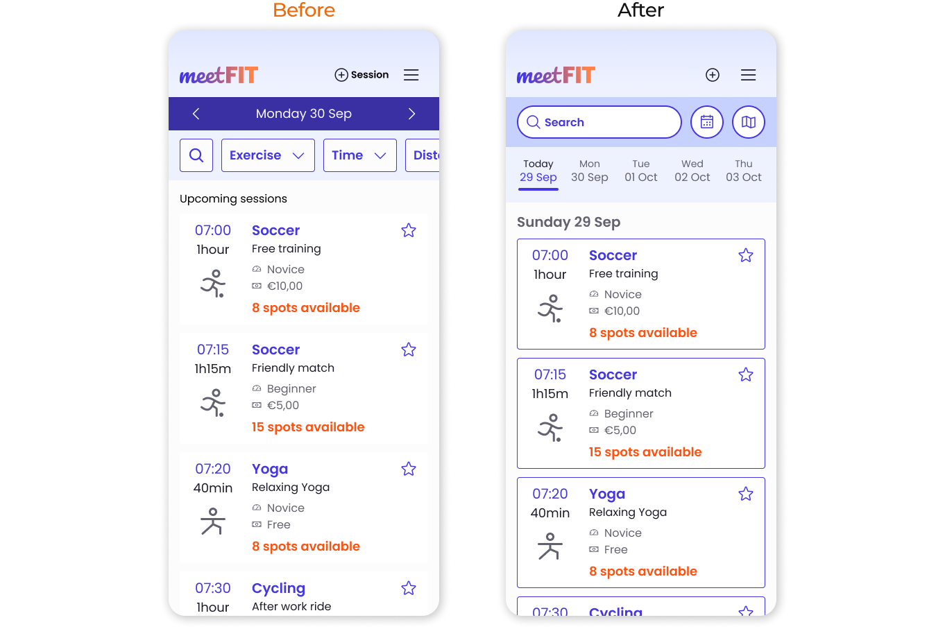 Session List Page Revision