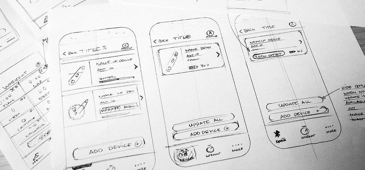 Low fidelity wireframe sketches