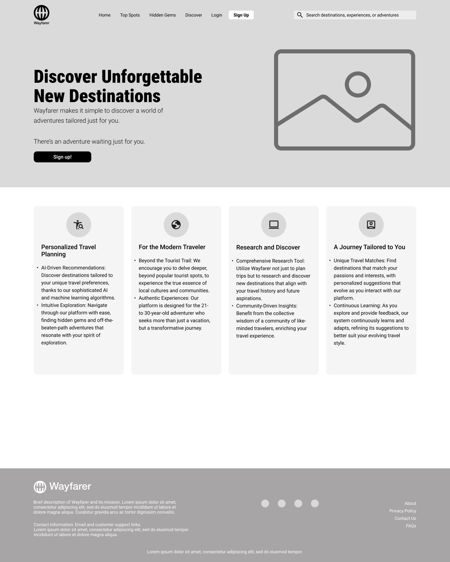 Mid-fi wireframe desktop